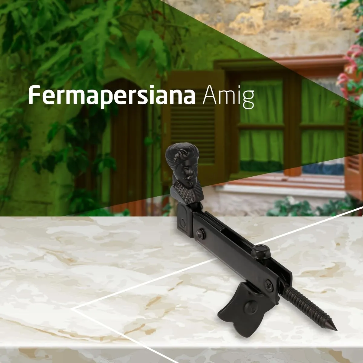 Amig ferma persiana acciaio nero opaco 100x123 mm