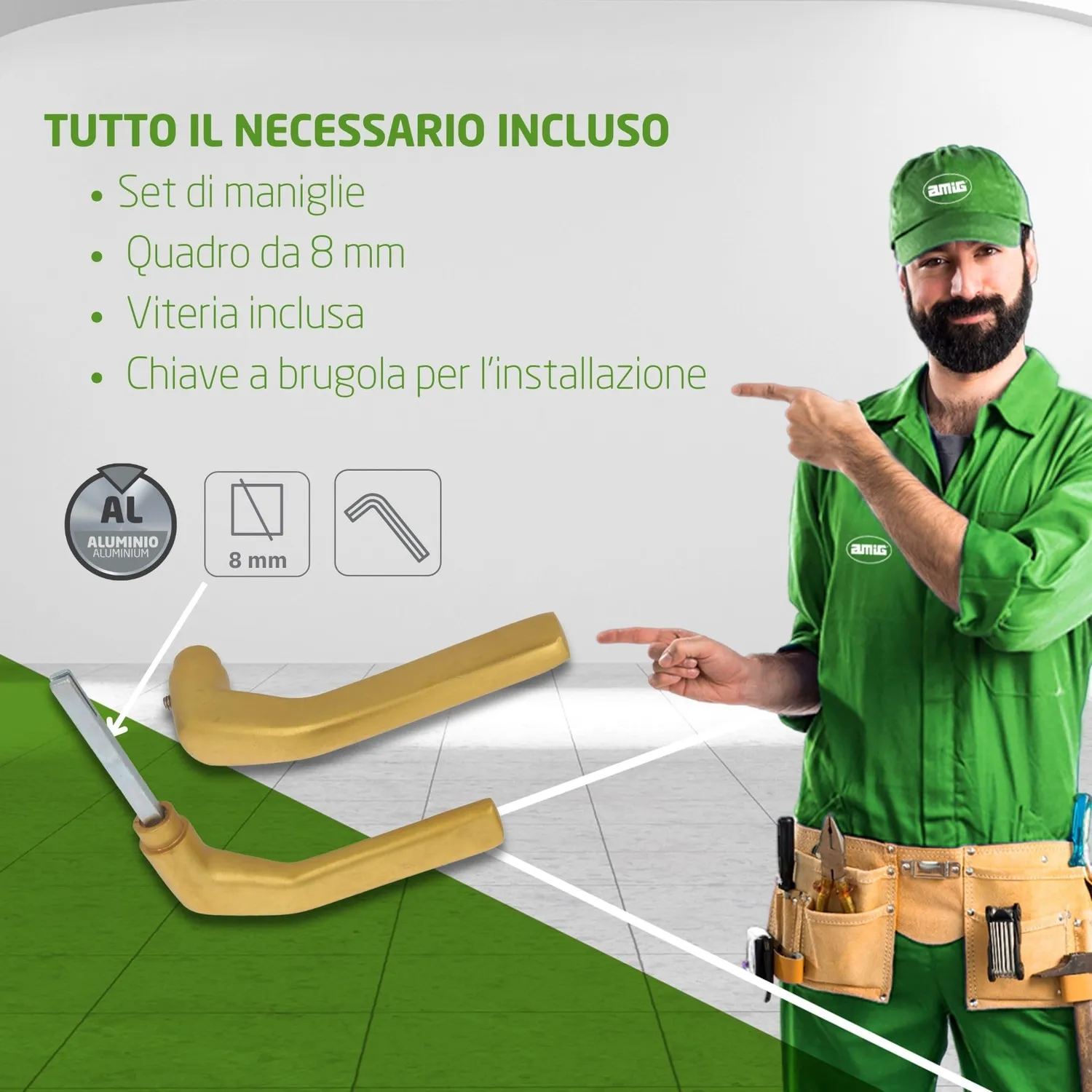 Amig 2113 maniglia porta oro 130x61 mm