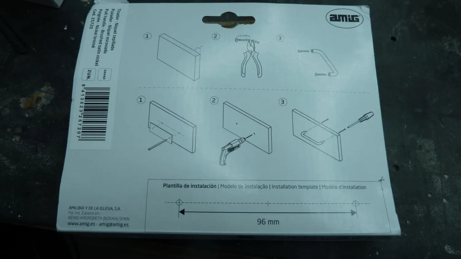 Amig 847 maniglia mobili 96 mm nichel spazzolato 2 pezzi