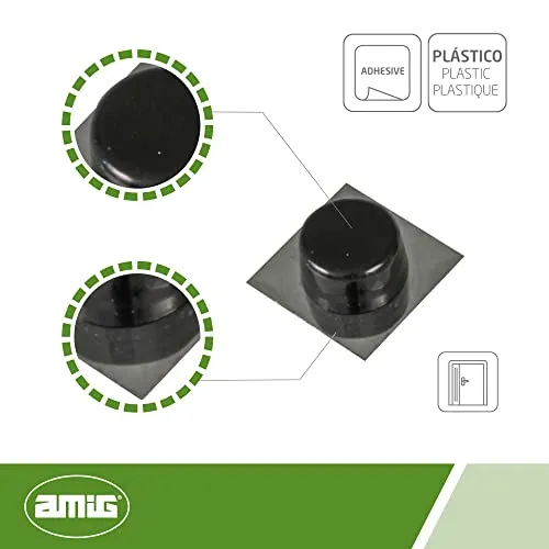 Amig 405 fermaporta adesivo nero 45 mm plastica
