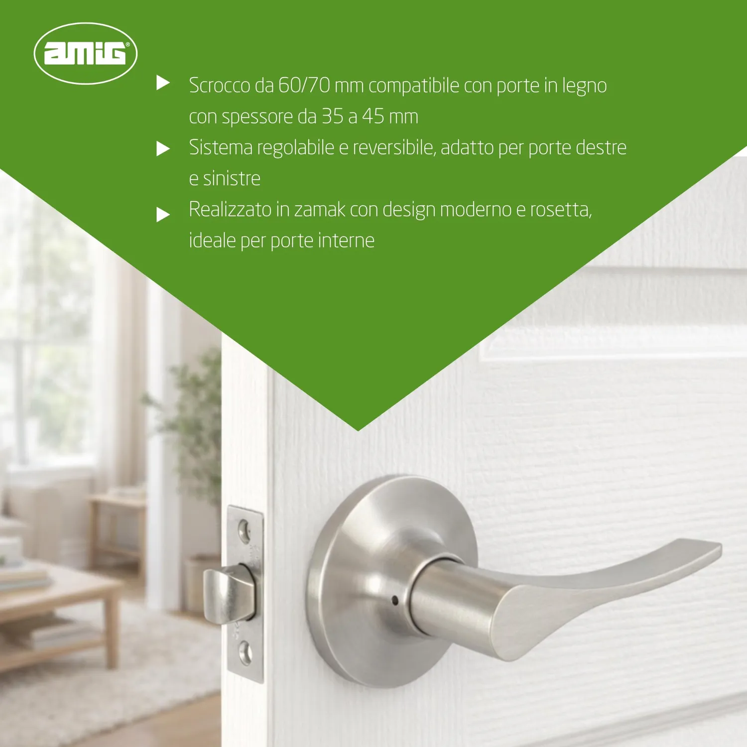 Amig 711 maniglia di passaggio cromato opaco 60/70 mm