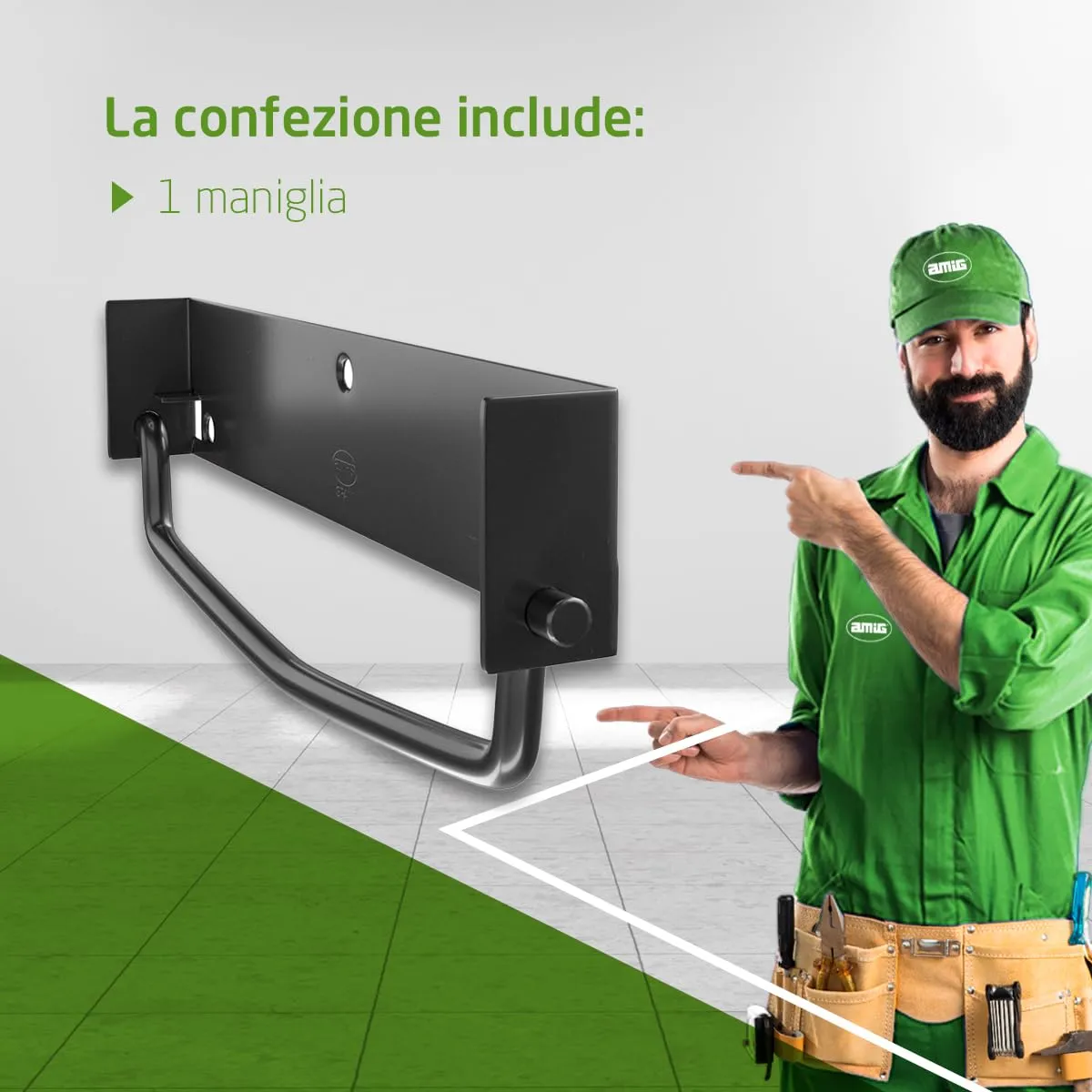 Amig Maniglia Pieghevole per Mobili Nera 100x27 mm