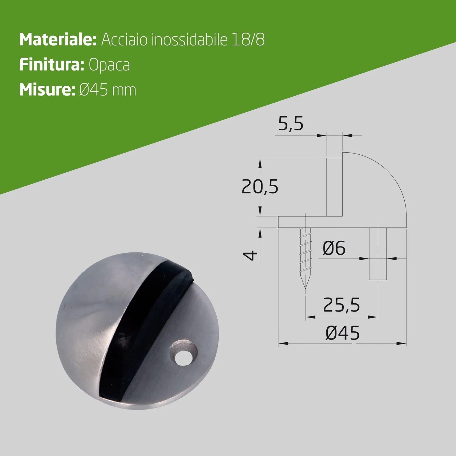 Amig fermaporta pavimento 45x25 mm inox opaco