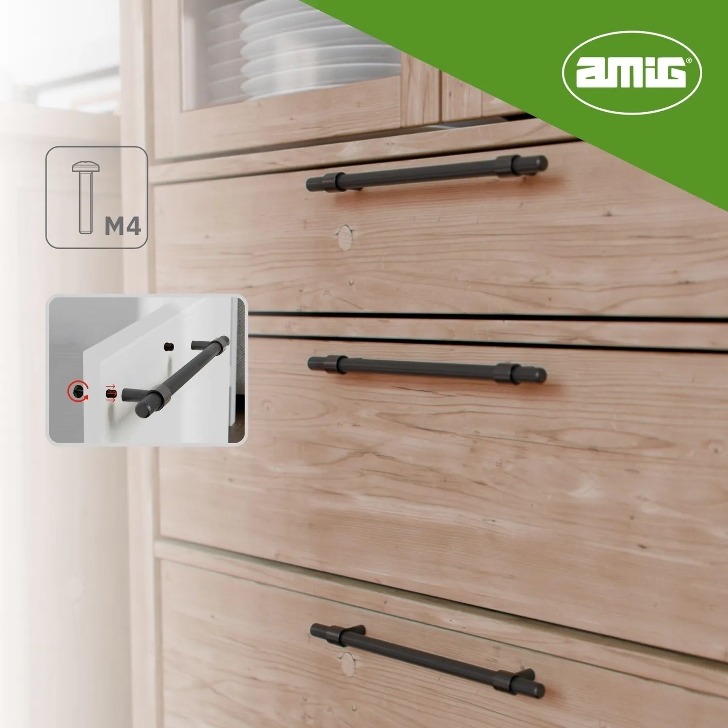 Amig 836 maniglia mobili 192 mm nero opaco 2 pz inox