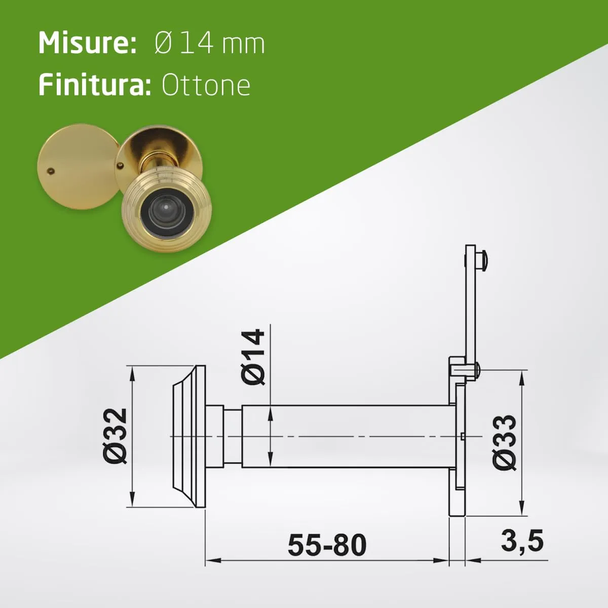 Amig Spioncino Porta Grandangolare 55-80 mm Ottone