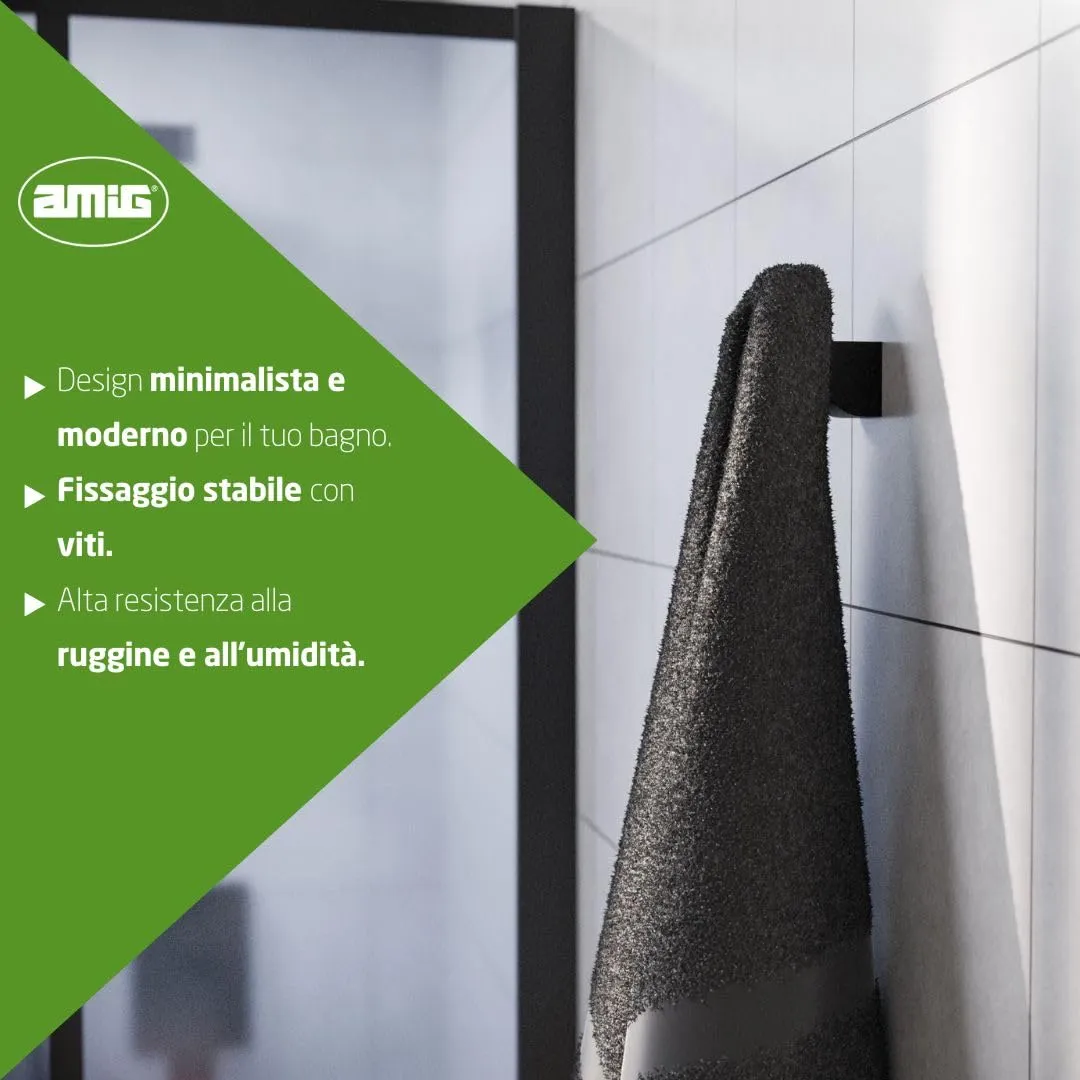 Amig Oma-8 Gancio Bagno Nero Opaco 1 pezzo