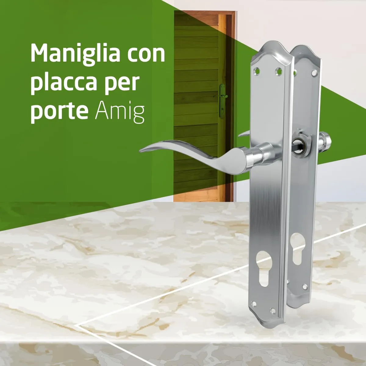 Amig Beta maniglie placca cromato opaco 85 mm