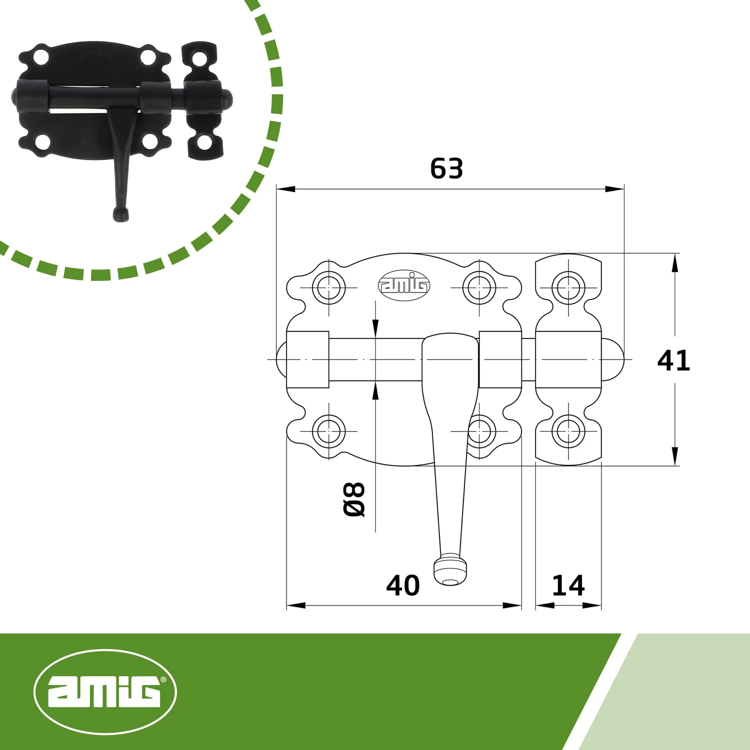 Amig fermaporta appoggio acciaio nero 40 mm chiusura verticale