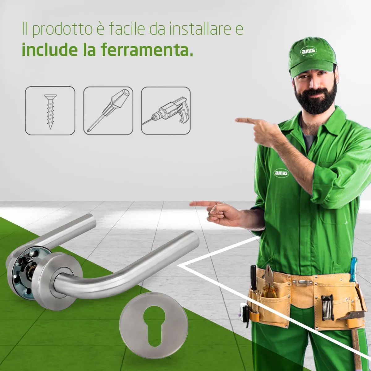 Amig 4RBX Maniglie Porte Europrofilo Inox 135 mm