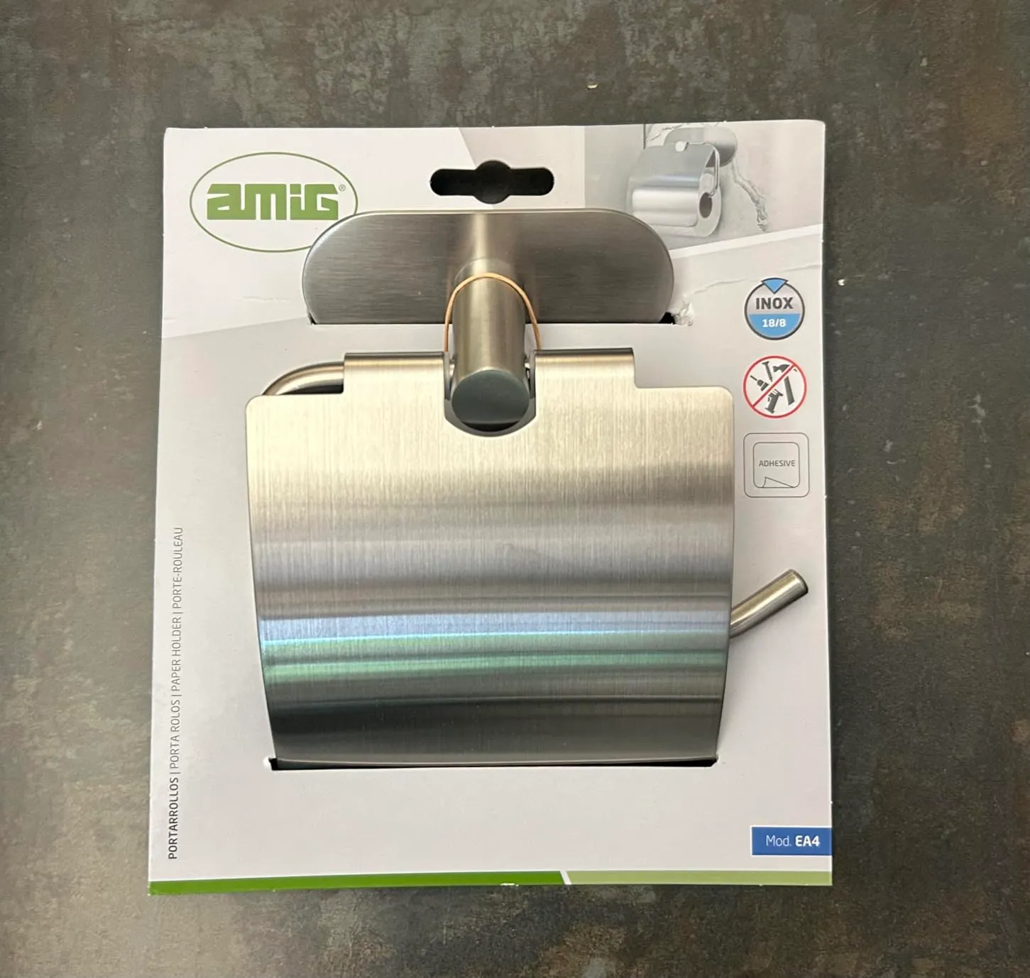 Amig Ea-4 portarotolo adesivo argento opaco inox
