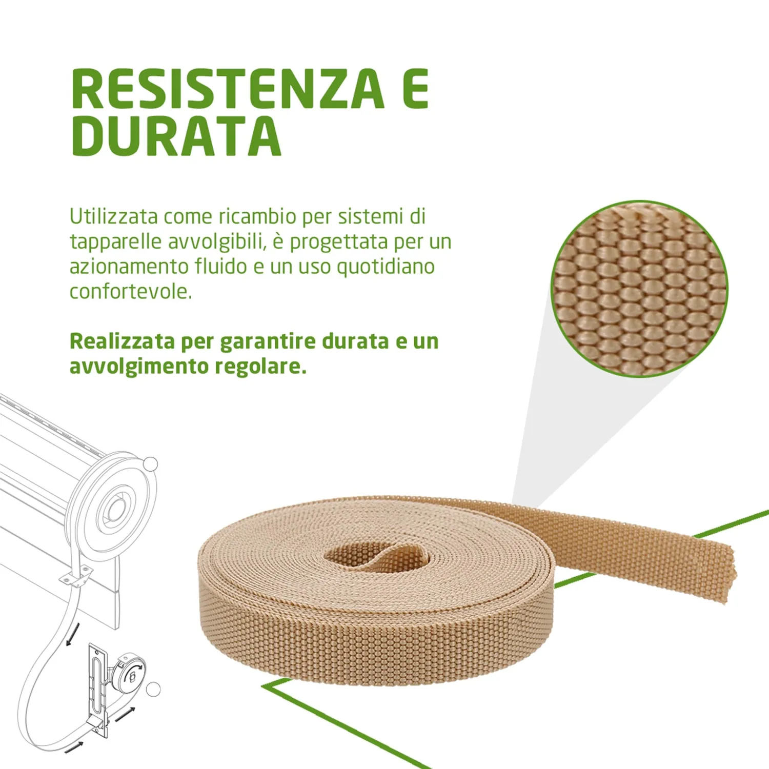 Amig Nastro Avvolgitore Tapparelle 20mm x 6m Avorio