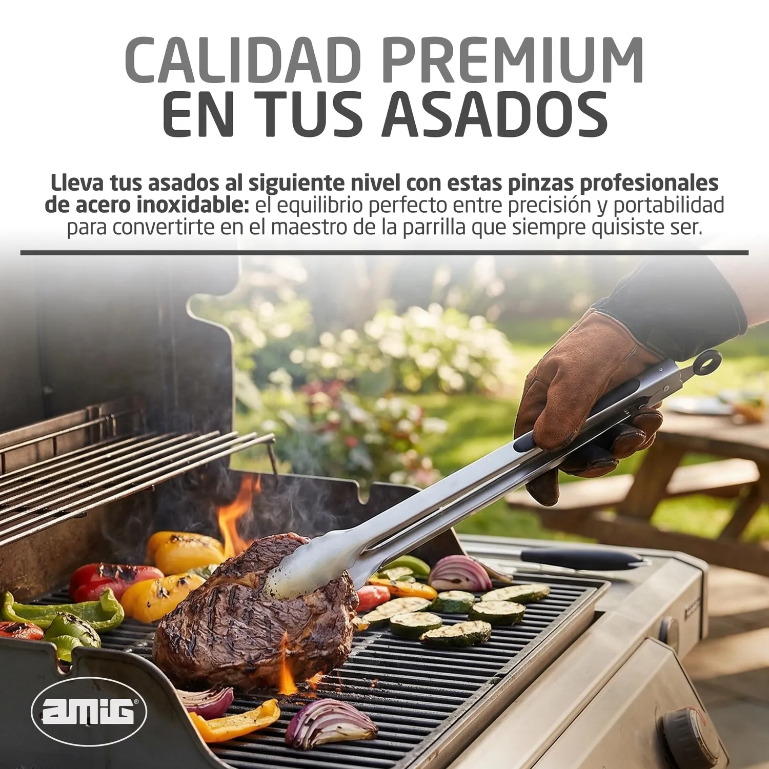 Amig AM33 pinza barbecue 34,5 cm acciaio