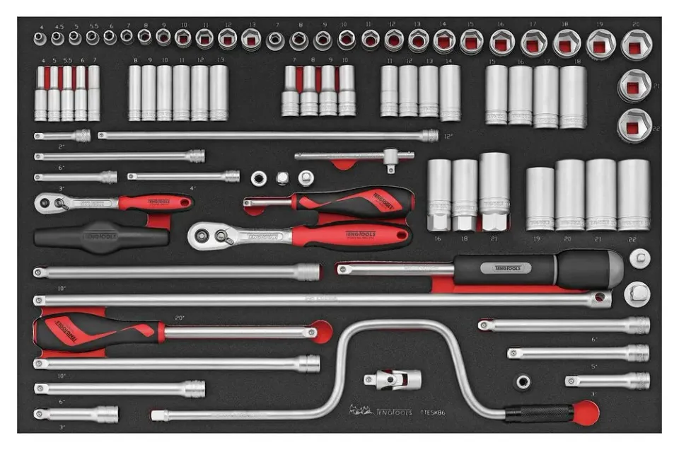 TengTools Set Bussole 86pz 1/4"+3/8" Foam4x4