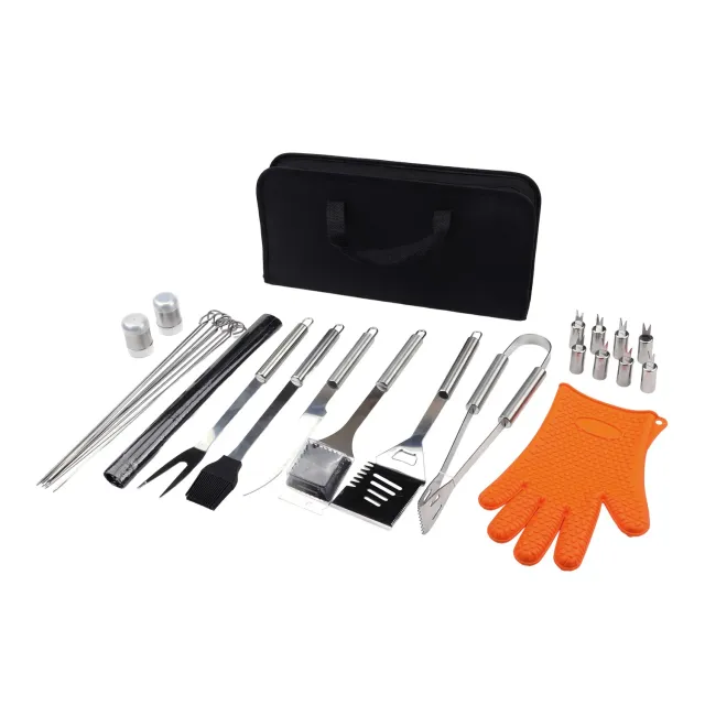 Amig AM18 Kit 28 Accessori Barbecue Inox in Valigetta