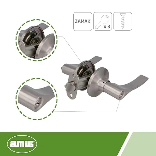 Amig maniglia sinistra zamak argento con serratura