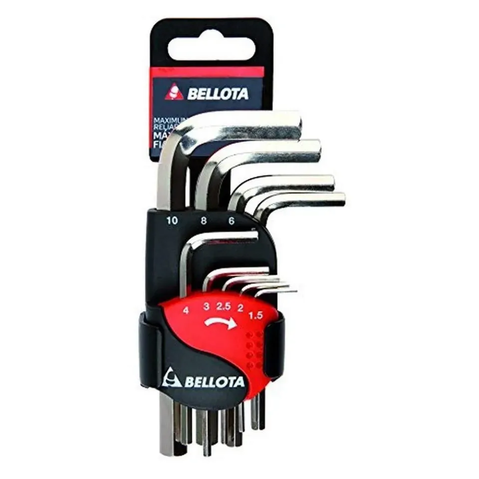 Bellota Set 9 chiavi a brugola nichelate con clip