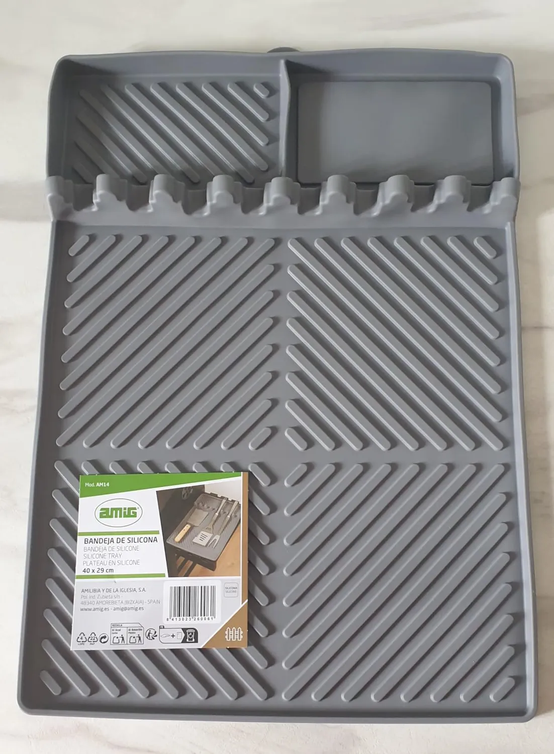 Amig AM14 vassoio silicone barbecue 40x29 cm grigio