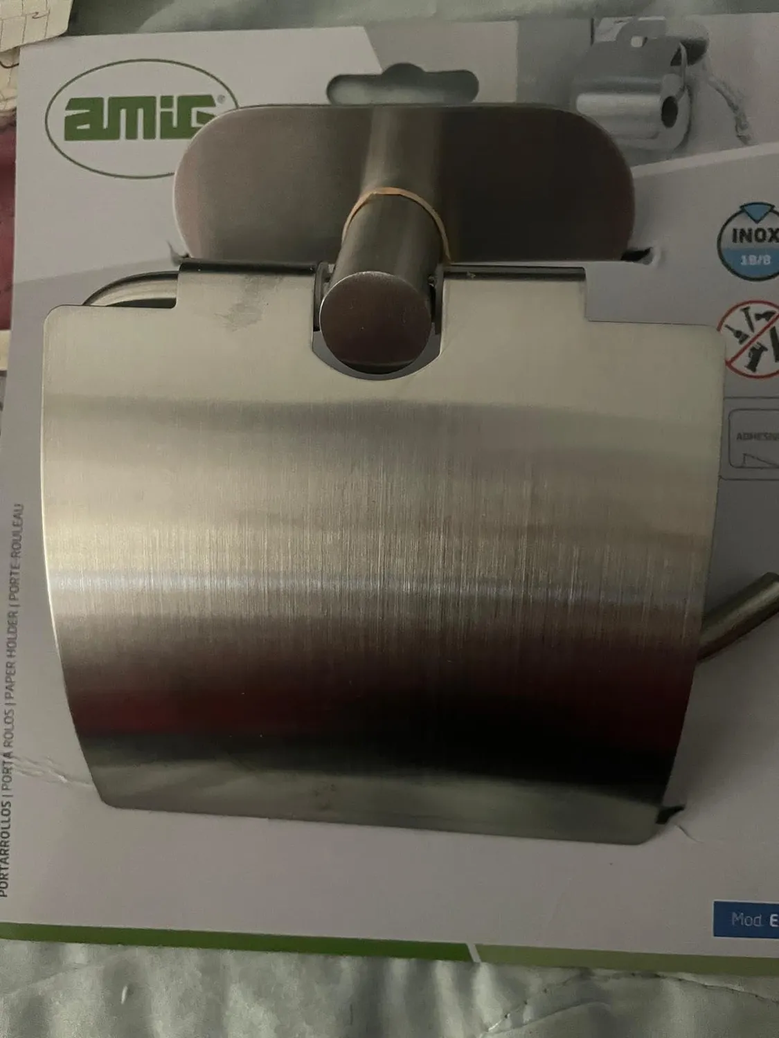 Amig Ea-4 portarotolo adesivo argento opaco inox