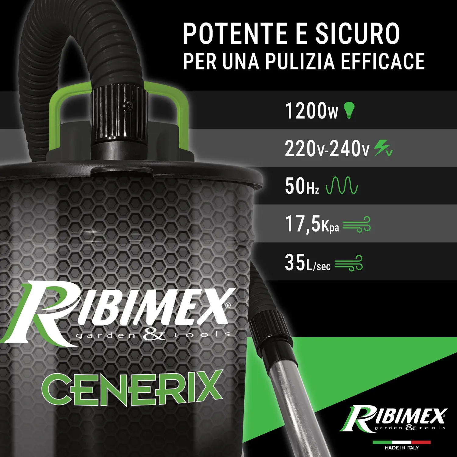 Ribimex Cenerix PRCEN003/1200 Aspiracenere 18 L 1200W