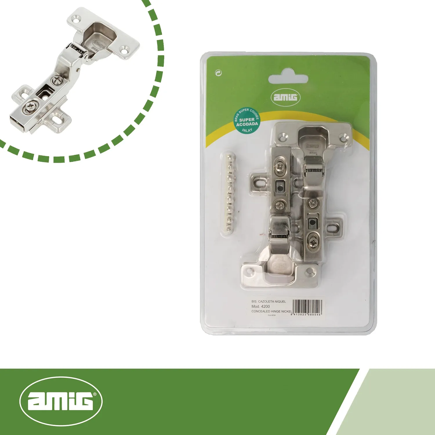 Amig Cerniere Mobili 35 mm Nichel 110° 2 Pezzi
