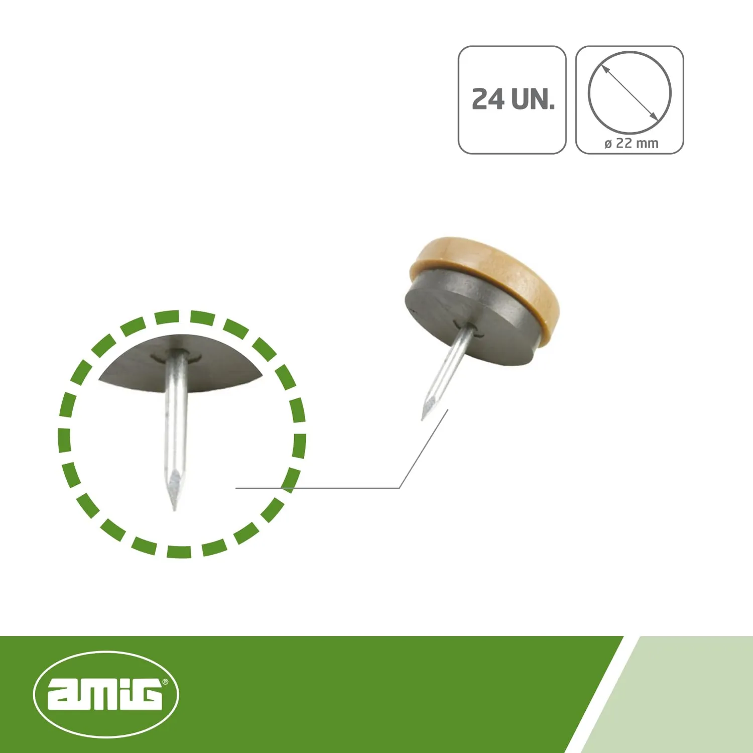 Amig 70 puntale con chiodo 22 mm marrone per gres