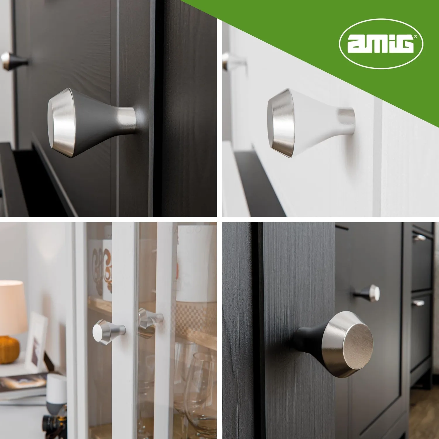 Amig 828 pomelli mobili Ø32 mm nichel 2 pz alluminio