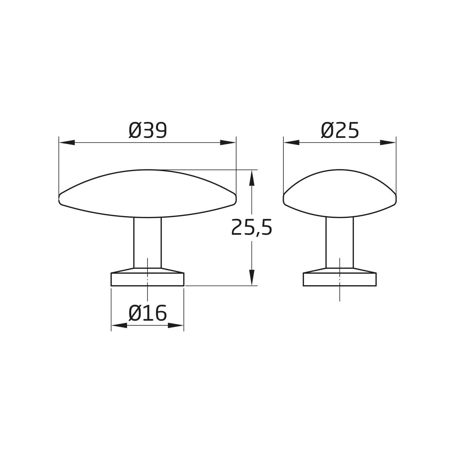 Amig 806 pomello mobili nichel spazzolato 39x25 mm 2pz