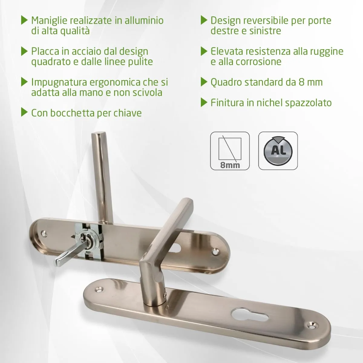Amig MAI RX Maniglia Rosetta Nichel Spazzolato 122 mm