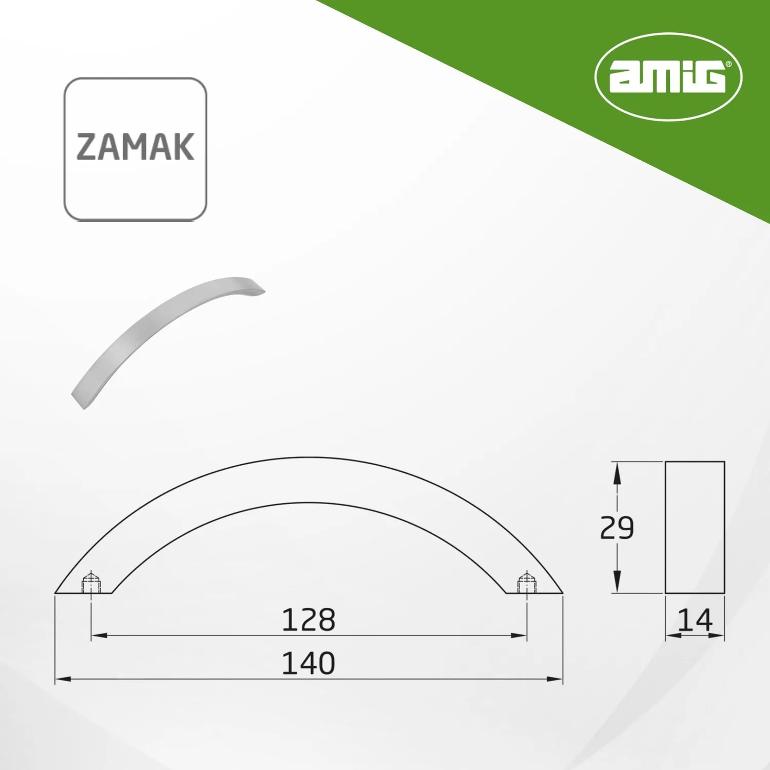 Amig 835 maniglie mobili 128 mm nichel 2 pz zamak