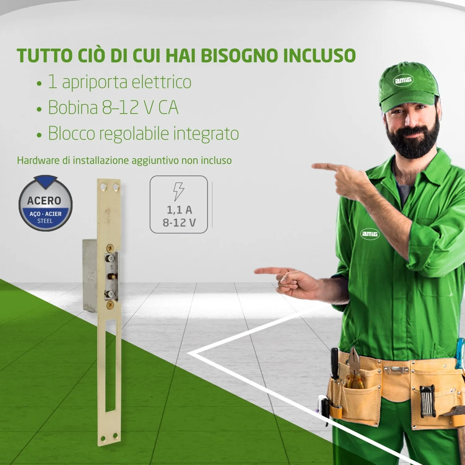 Amig Mod.20 incontro elettrico incasso dorato 8-12V