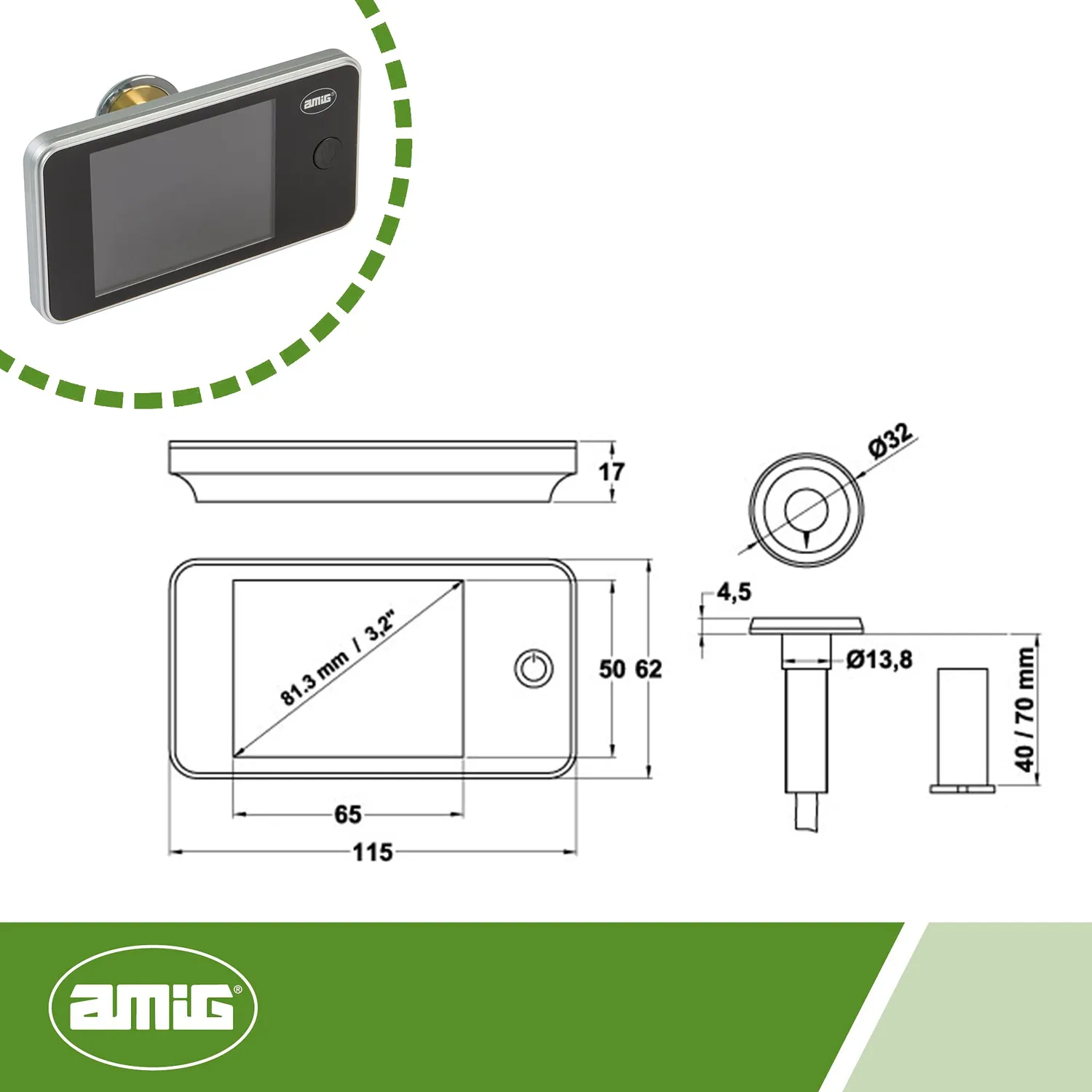Amig DW 3.2 spioncino digitale argento 160°