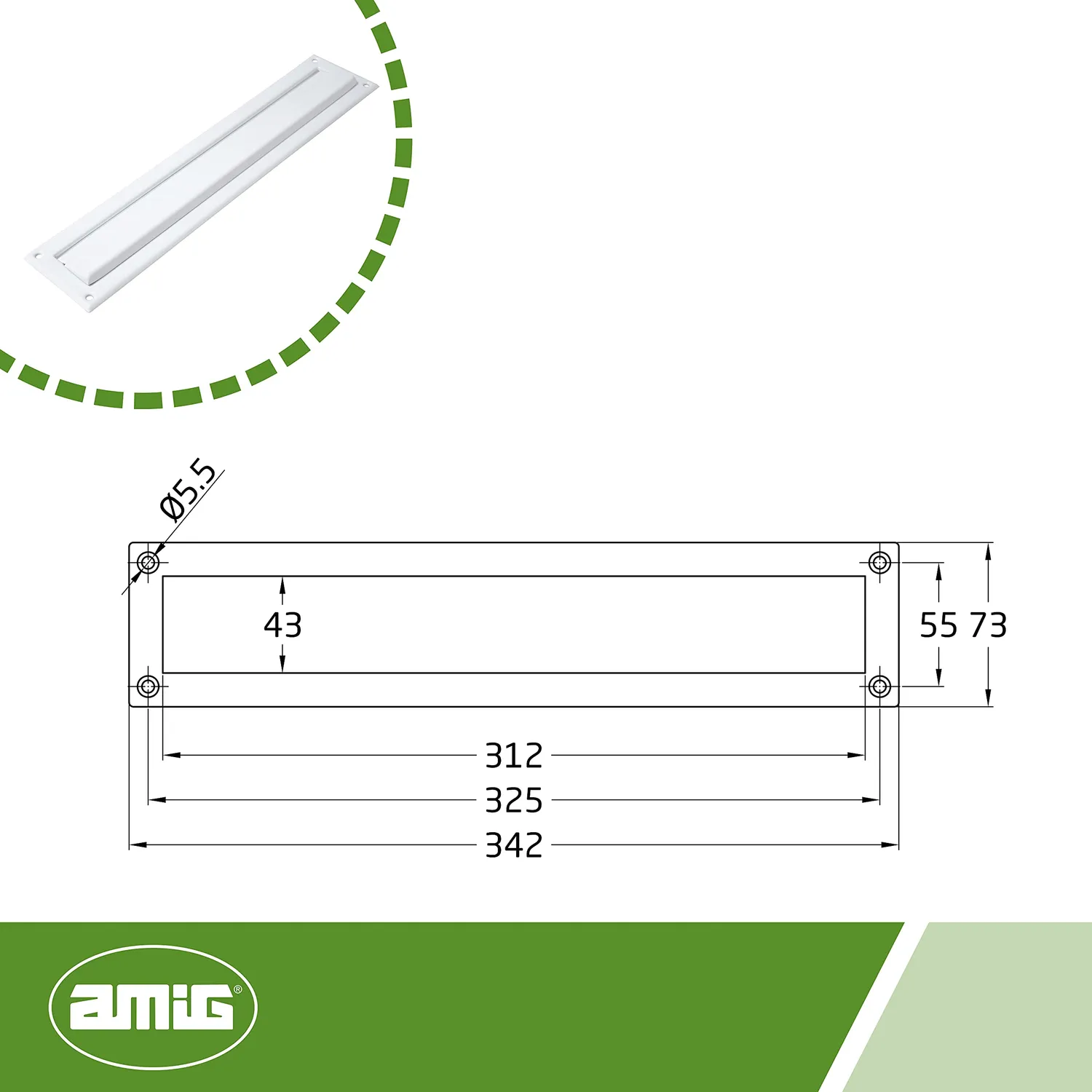 Amig Mod. 2 bocchetta lettere bianca 342x73 mm
