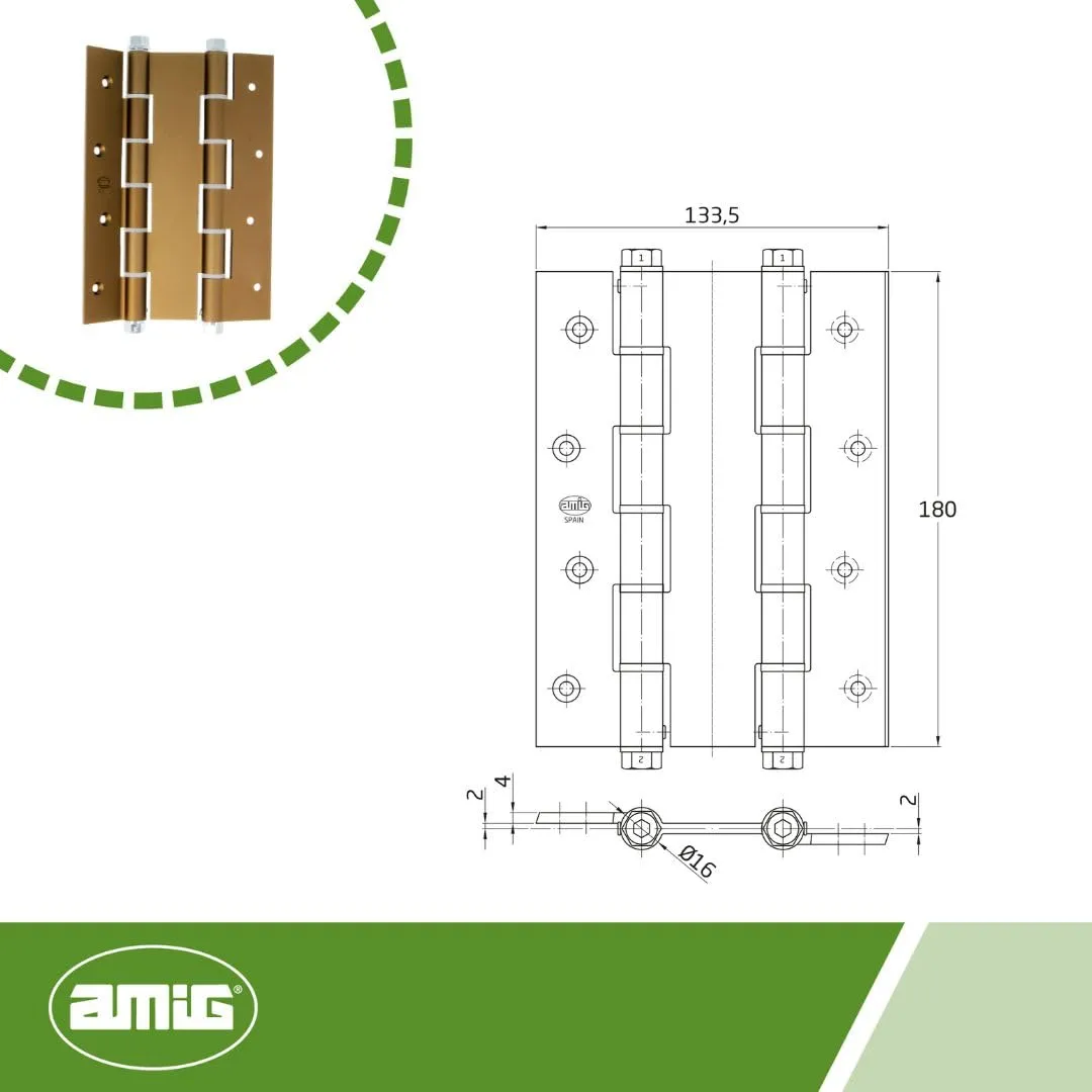 Amig 3035 cerniera doppia azione bronzo 180 mm
