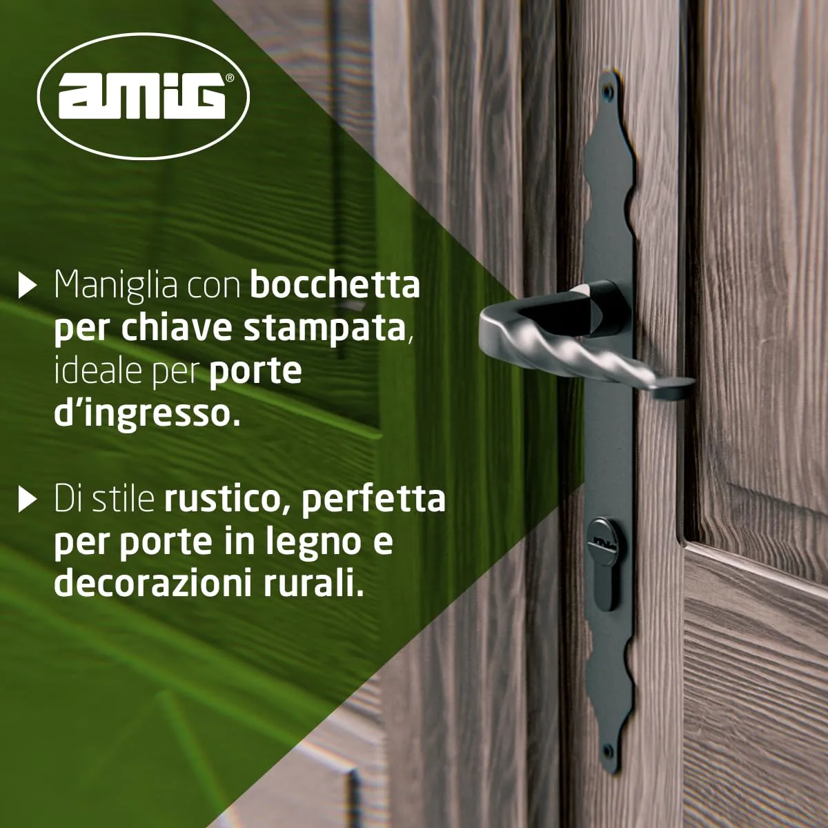 Amig Set 2 Maniglie Placca 250x28 mm Nere Foro Chiave