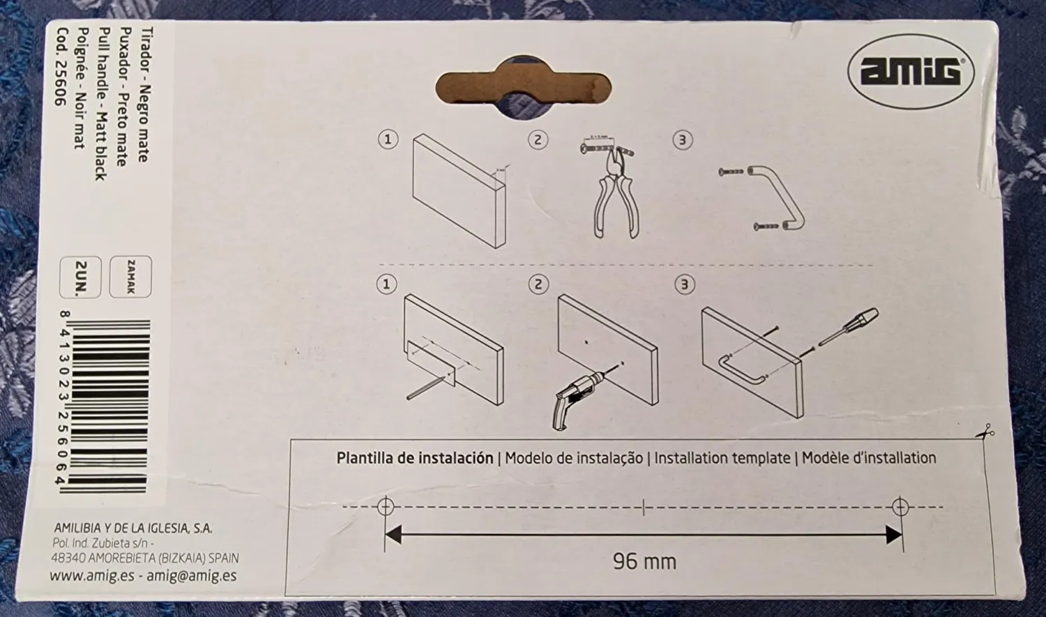 Amig 833 maniglie mobili 96 mm nero opaco zamak 2 pezzi