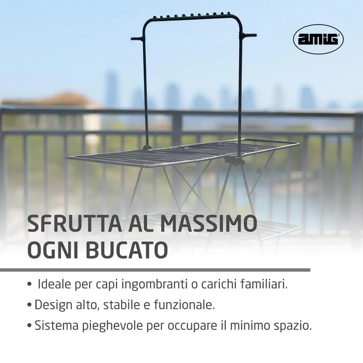 Amig Aeria TowerPro Stendibiancheria Nero 29 m Pieghevole