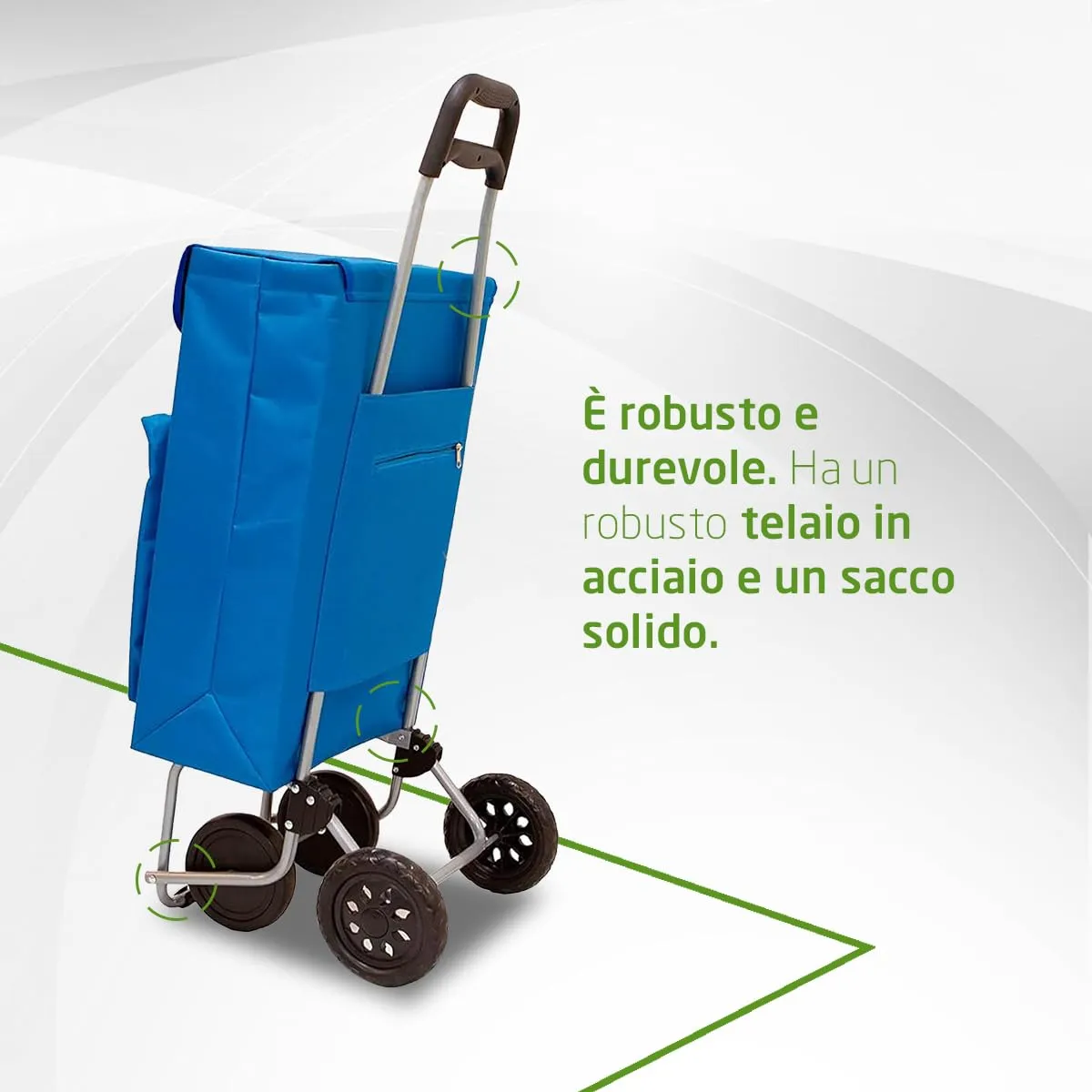 Amig carrello spesa 4 ruote 48 litri blu 15 kg