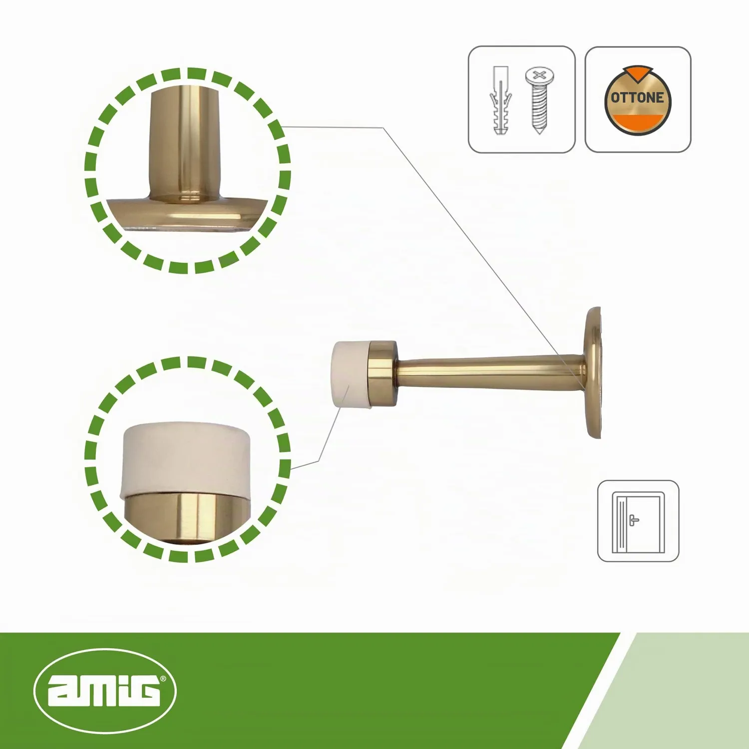 Amig Fermaporta Acciaio Oro Lucido 73 mm