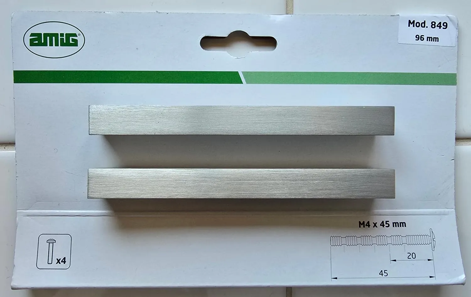 Amig 849 Maniglie Mobili 96 mm Alluminio Argento 2 Pezzi