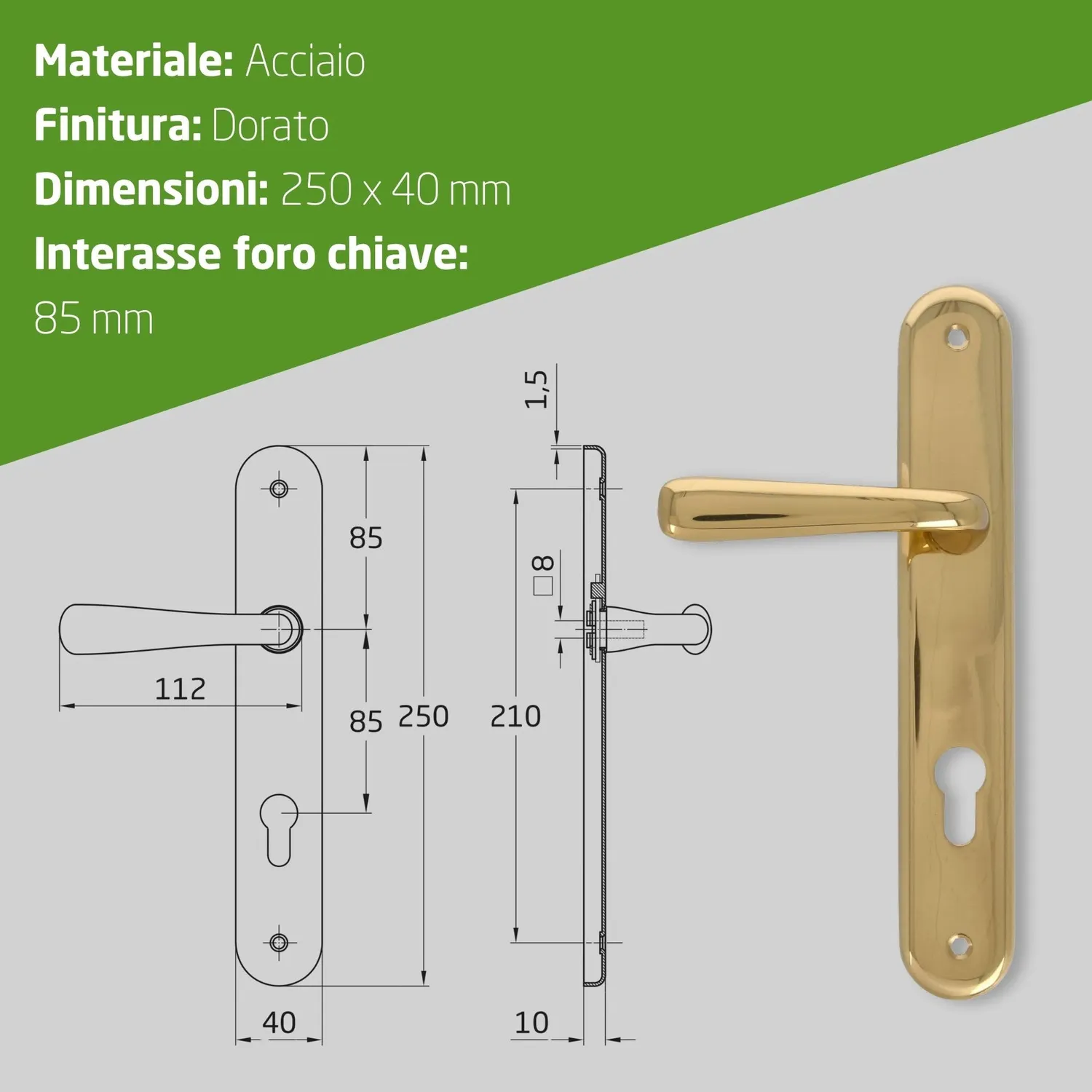 Amig 252 maniglie ottone lucido 250 mm