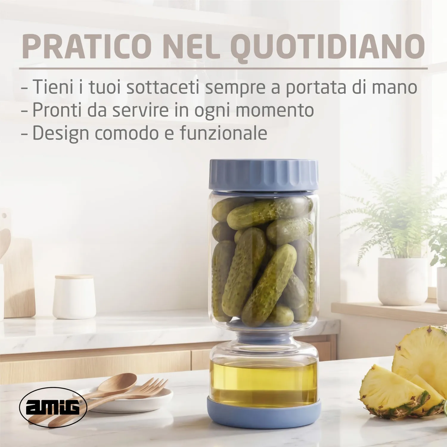 Amig Mod.1 Barattolo Vetro Sottaceti 1200 ml Ermetico