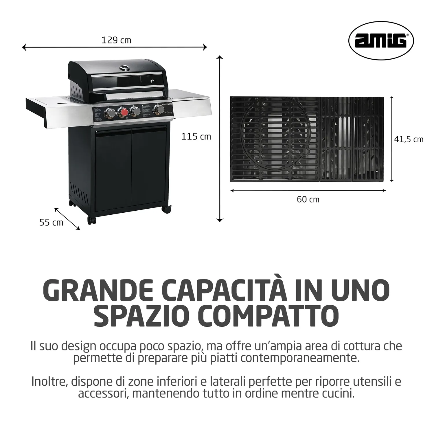 Amig Fireplus GRILL-2 4F barbecue gas XL nero