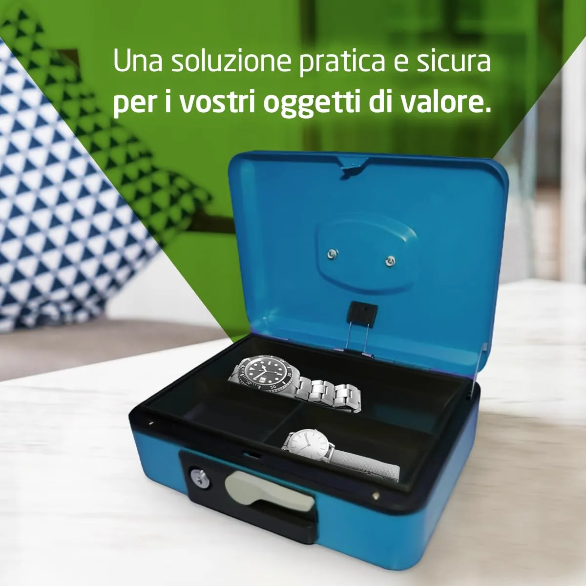 Amig Cassetta Portavalori Blu 230x185x80 mm Acciaio
