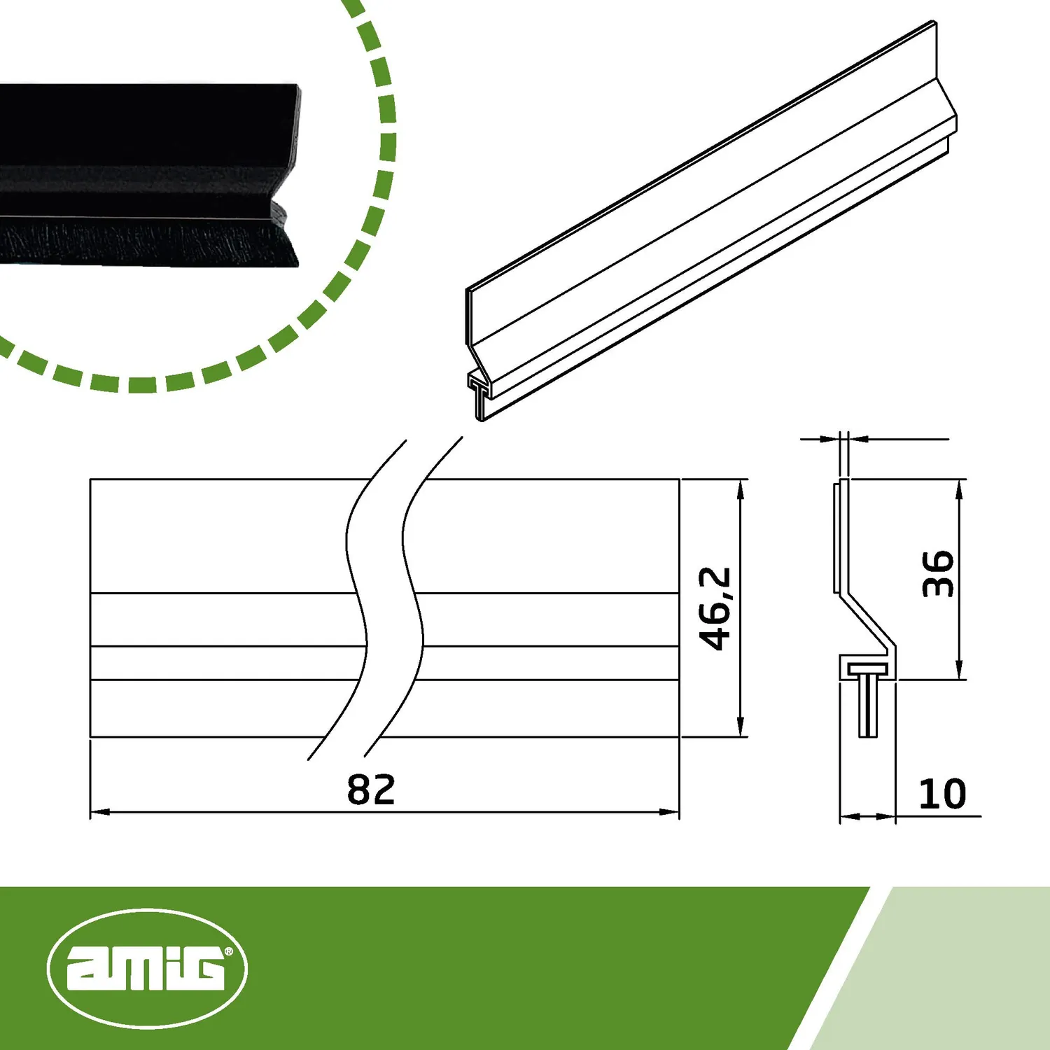 Amig paraspifferi adesivo spazzola 82 cm nero