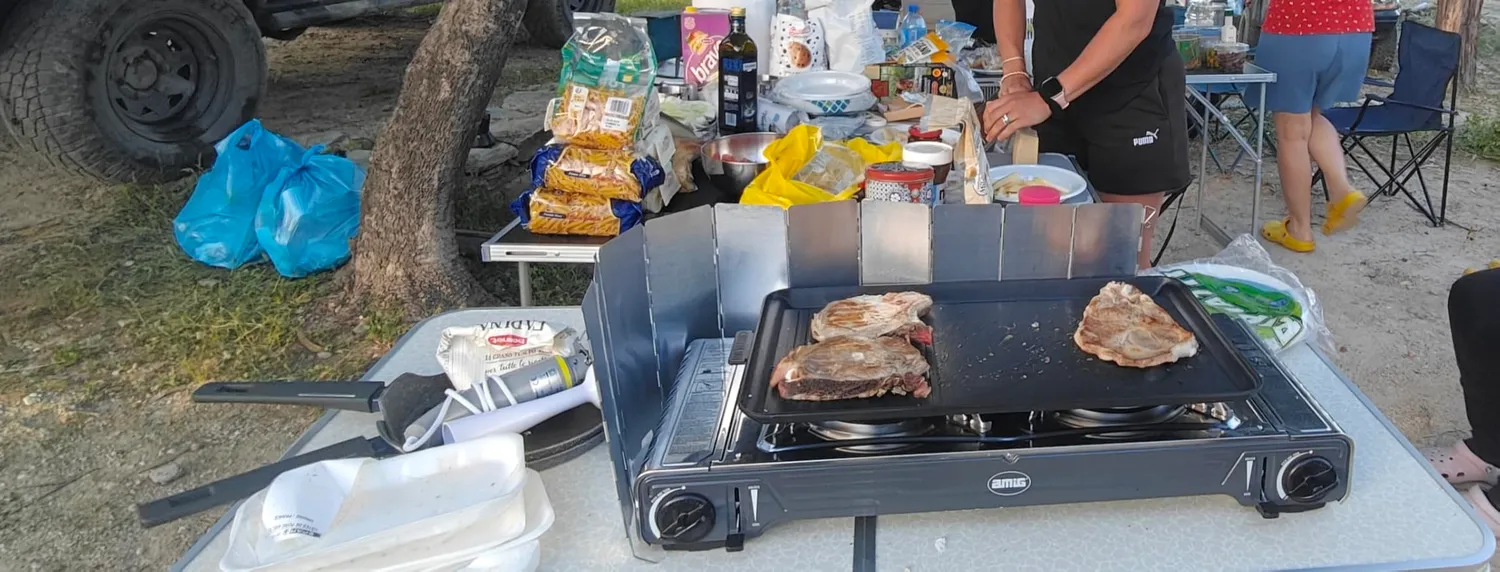 Amig CAMP02 fornello campeggio 2 fuochi con piastra 2x2,2 kW